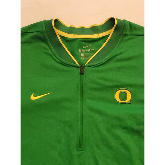 NIKE DRI-FIT OREGON DUCKS GREEN YELLOW QUARTER ZIP PULLOVER SIZE XL MEN'S - Picture 2 of 7